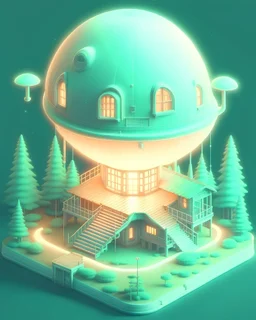 beautiful coloring pages:"Retro Spaceship shape, Mint Green wet detailed cap Mushroom with white dots, glowing lanterns, cabin home Source Engine in a forest, Art station trending, Perspective, Landscape, Isometric building, lord of the rings style, Sunny, Summer vibes, 8k resolution, Neon-lighting, Hyperrealistic detail, intricate detail, golden ratio, Soft render, dreamlike, Cinematic scene, hyperdetailed digital painting, proportion 43, Sharp rim light, Dynamic lighting, Cinematic color gradi