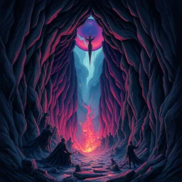 detailed dark fantasy full color illustration of an inescapable void