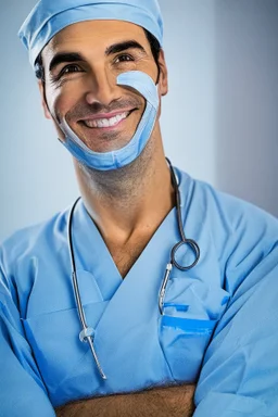 surgeon portrait smiling, scapel pose