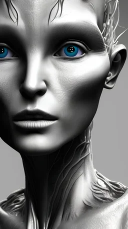 humanoid alien real skin textured photorealistic render 4k in darkness