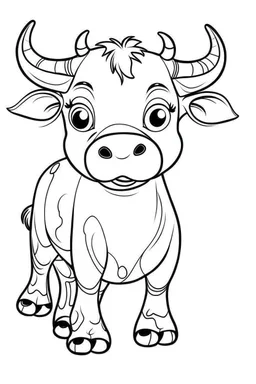 coloring page for kids, COW , cartoon style, thick outline, low details, no shading, no color