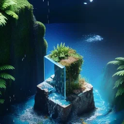 The Isometric Glass Tall Box Mini Model Little Real Island Mixed Water Fall Under Ocean Sunshine Summer Background Blue Sea, The Last Of Us / Avatar, Octane Render / ZBrush, Cinematic, IMAX Film, Nikon D750, 16K, Autostereoscopy, Anthropomorphic, Golden Ratio, Geometry, Symmetric, Depth Of Field, Highly Detailed, Ultra Realistic, Beautiful Lighting, Halfrear Lighting, Soft Light, Candoluminescence, Cast Shadow, Reflective, Glow, Translucent, Normal Map, Carbonated --testp