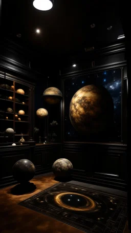 A brownish black space with ESP planets painted by Alfred Sisley