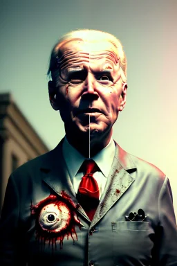 Ultra realistic image, joe biden zombie, zombie performance, blood, torn arm, night, walking twisted, waist up view, walking dead style, dark ambient, highly detailed, White House background, concept art, unreal engine 5, god rays, ray tracing, RTX, lumen lighting, ultra detail, volumetric lighting, 3d, finely drawn, high definition, high resolution.