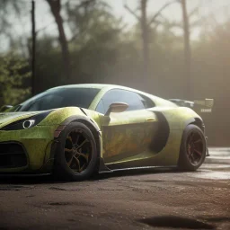 photo of a ultra realistic modified sport car, sunny, springs, cinematic lighting, studio lighting, battered, 4k, hyper realistic, focused, landscape, extreme details, unreal engine 5, cinematic, masterpiece