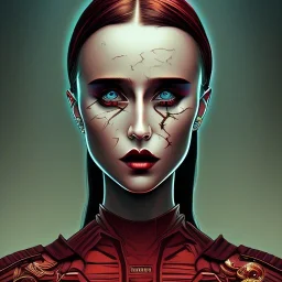  darkred tones, style comicbook, singer Danish MØ face,