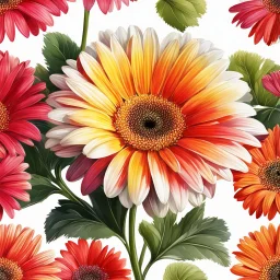 gerbera daisy flower on white background, illustration