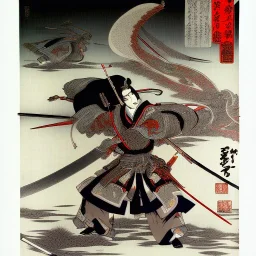 Dibujo de Samurais con estilo de Utagawa Kuniyoshi