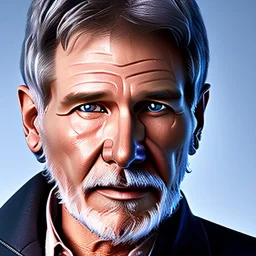 portrait a crystalised blue pink harrison ford, atmospheric, realistic, unreal engine, lighting, octane render.