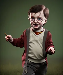 Harry potter toddler, full body, dramatic lighting, hyper realistic