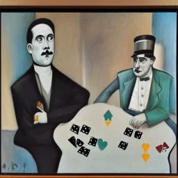 Chaplin play poker with Hitler by picasso