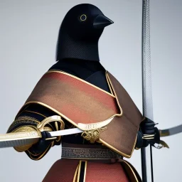 beautiful smooth realistic Japanese samurai crow robot body, run, cat aye, extremely sharp detail, finely tuned detail, ultra high definition, 8 k, unreal engine 5, ultra sharp focus, accurate sword wings, on dark cosmos background