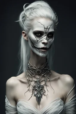 [bekka bjorke's style] The bandages and jewelry wrapped the ghoul in a macabre semblance of its former glory. They served as a reminder of the beauty and opulence that had once adorned the creature, now twisted and tainted by its wretched transformation. As Selene clashed with the ghoul, her light dagger meeting the creature's jagged claws, she could not help but notice the tragic juxtaposition of the once-beautiful jewelry against the decay that surrounded it.