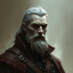 A grey-skinned nobleman with a renaissance coat fantasy grimdark realistic