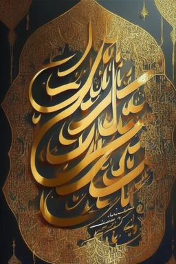 Painting, Arabic, Islamic, calligraphy, gold, inscriptions, decorations, peace be upon you, greeting