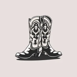 a pair of dancing cowboy boots with spurs, side view simplified, graphic element clip art vector