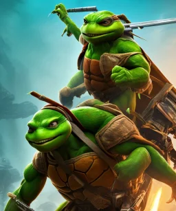 Teenage Mutant Ninja Turtle leonardo, fierce pose, full body close up, soft light atmosphere, light effect，vaporwave colorful, concept art, smooth, extremely sharp detail, finely tuned detail, ultra high definition, 8 k, unreal engine 5, ultra sharp focus