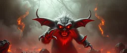 smite by god was the evil furry goblin gremlin man in a pool of smoke and lava in the style of Escher and Giger.