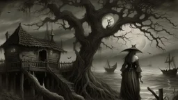 The witch, who cursed the village The hanging tree, haunted by the spirits of those who died there The senile aunt who trusts only the mysterious medium who holds nightly séances A sailor, thought to have perished at sea, returns home to find his wife married to another man