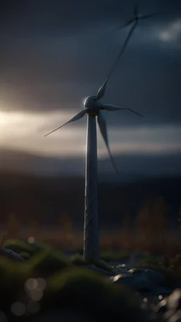 wind turbine, shot on Hasselblad h6d-400c, zeiss prime lens, bokeh like f/0.8, tilt-shift lens 8k, high detail, smooth render, down-light, unreal engine, prize winning