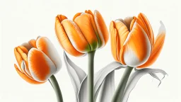 Realistic drawing of orange tulips, white background.