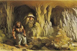 Impressionist caveman, cave,