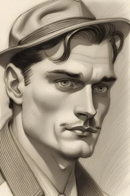 a sexy man from the 1920s makeup pencil sketches