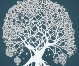 Vector tree illustration white background die cut