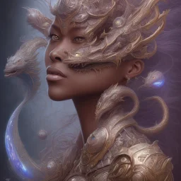 sango fantasy, fantasy magic, intricate, sharp focus, illustration, highly detailed, digital painting, concept art, matte, artgerm and paul lewin and kehinde wiley, masterpiece sexy lips Asian afro lips black African lady body mermaid Dragon head silver bright snow lady outer space mermaid pretty skull head