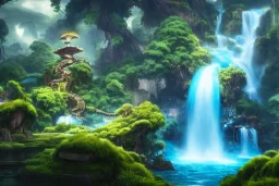 Art by Dylan cole, Avatar concept art, pandora, hovering island with waterfall, landscape, ultra-wide angle, ultra realistic, 8 k uhd, art station, volumetric lighting, beautiful, sharp focus, ultra detailed, concept art, studio quality