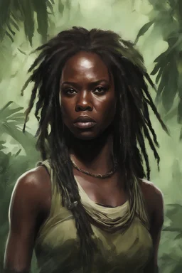 Michonne, Queen of the Jungle - Digital painting