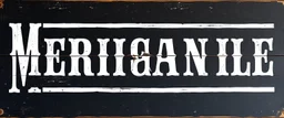 fill composition with large and wide hand painted old western sign that reads: "MERCANTILE" white on black with inset white stripe boarder aged paint on wood sanserif