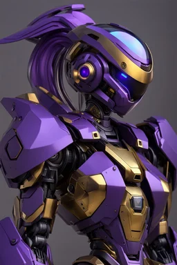 Sci-Fi, Humanoid Combat Robot Purple and Golden, Space, Magic