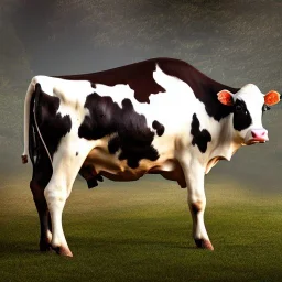 a photo Cow holstein, full-body , Photography, hyper detailed, DSLR camera, 8k resolution,ultra hd, photo realistic, intricate detail, photo realism, professional lighting