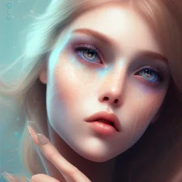 portrait girl look beautiful like shy, hyper details, 8k, realistis, rekfleksi, rtx, eye looks ocean blue, sort hair, glow, very cool expresion