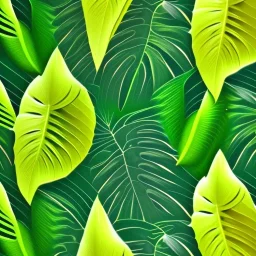 large tropical leaf repeat pattern various tropical plants monstera, greens and yellows with patterns, high definition 4k quality, repeat pattern wallpaper large scale