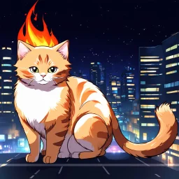 Cats hair emo flam , city night view wallpaper , cartoon Lazer