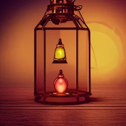 glowing fireflies in a lantern, many ghostly lights inside a belljar, fairy lights, polaroid, symmetry, bioluminescence, luminescent glow, moody, tender, photorealistic, octane render, golden hour