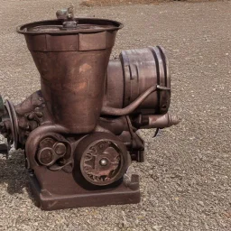 Old single cylinder engine rusty medium size single brown