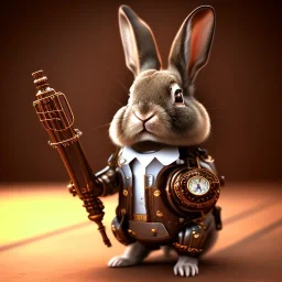 steampunk rabbit,steampunk style,shallow depth of field, macro lens, unreal engine 5, ultra detailed