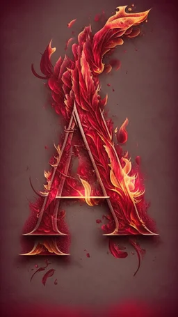 letter A burgundy fire vector