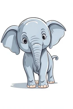 a simple of a cute elephant, in a drawing style, in the white backgraung