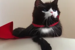 Vampire cat with cape, open eyes