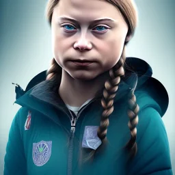 portrait of Greta Thunberg homeless