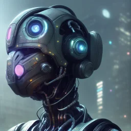 portrait,beautiful robot, post-apocalyptic in a cyberpunk city, realistic, intriacte detail, sci-fi fantasy style, volumetric lighting, particales,highly detailed,cinamatic, deep colours,8k