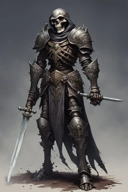 dark age armored skeleton knight with sword , death incarnate