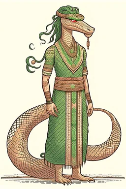 Mythical serpent dressed like a human