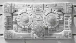 futuristic, realistic,tecno music, mayan drawings on white stone