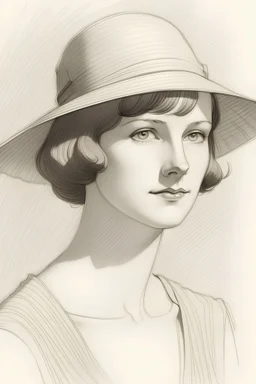 a 1920s woman pencil sketch
