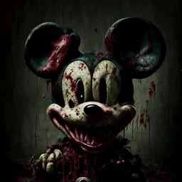 zombie mickey mouse, photorealism, horror, evil, hungry, rotted, high resolution